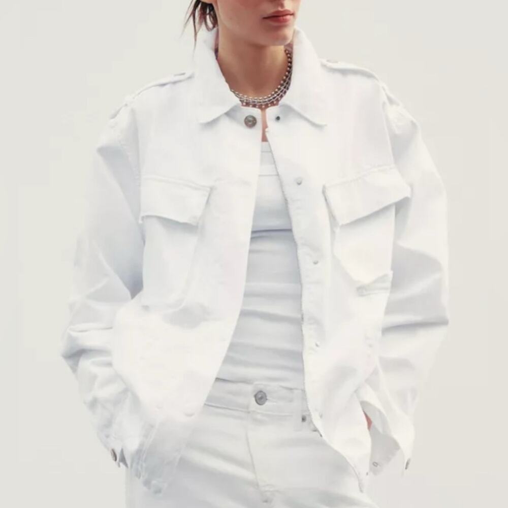 Nwt- TRF DENIM POCKET JACKET - Oyster-white-XS/S